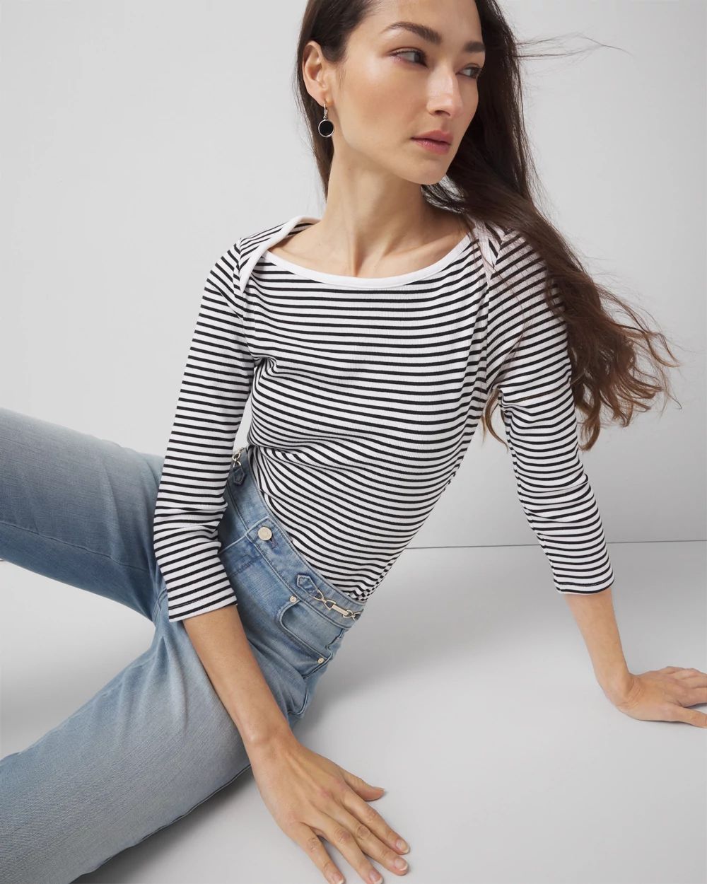 WHBM FORME™ Ribbed Stretch Boatneck Top | White House Black